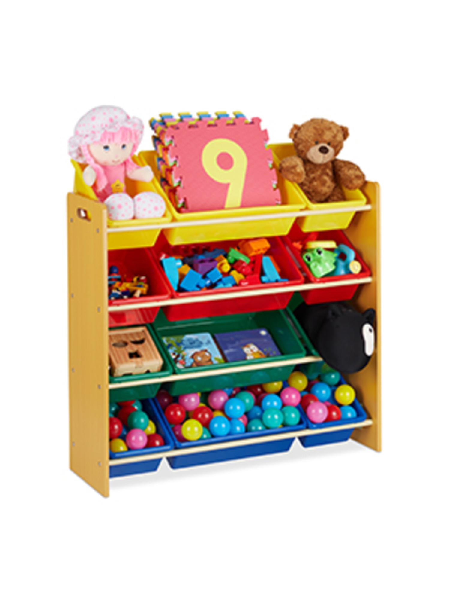 Scaffale Portagiochi Relaxdays Per Bambini – 12 Box Colorati, 90x88,5x37 Cm, Ideale Per Ordinare Giocattoli