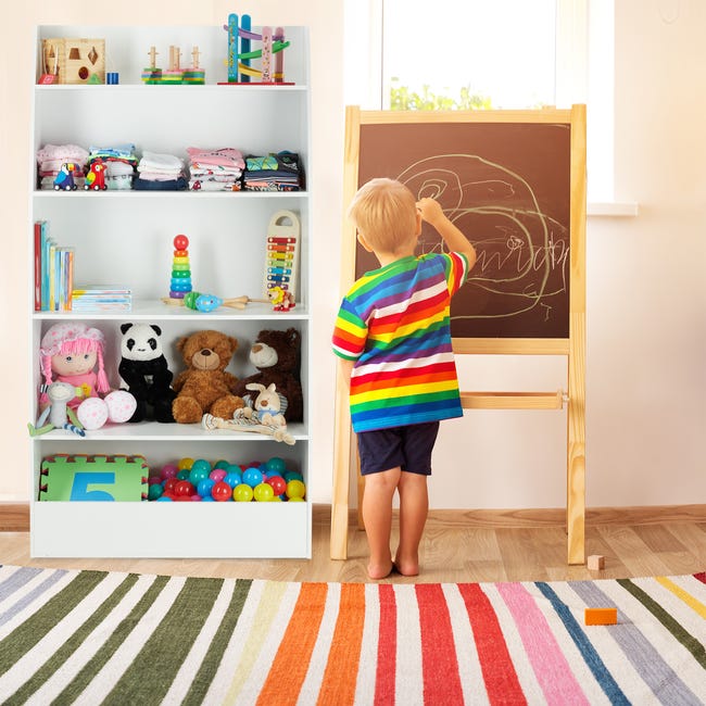 Relaxdays Étagère livre enfant, meuble rangement jouet av. 5 compartiments,  salon&chambre d'enfants, 152x80x40 cm, blanc