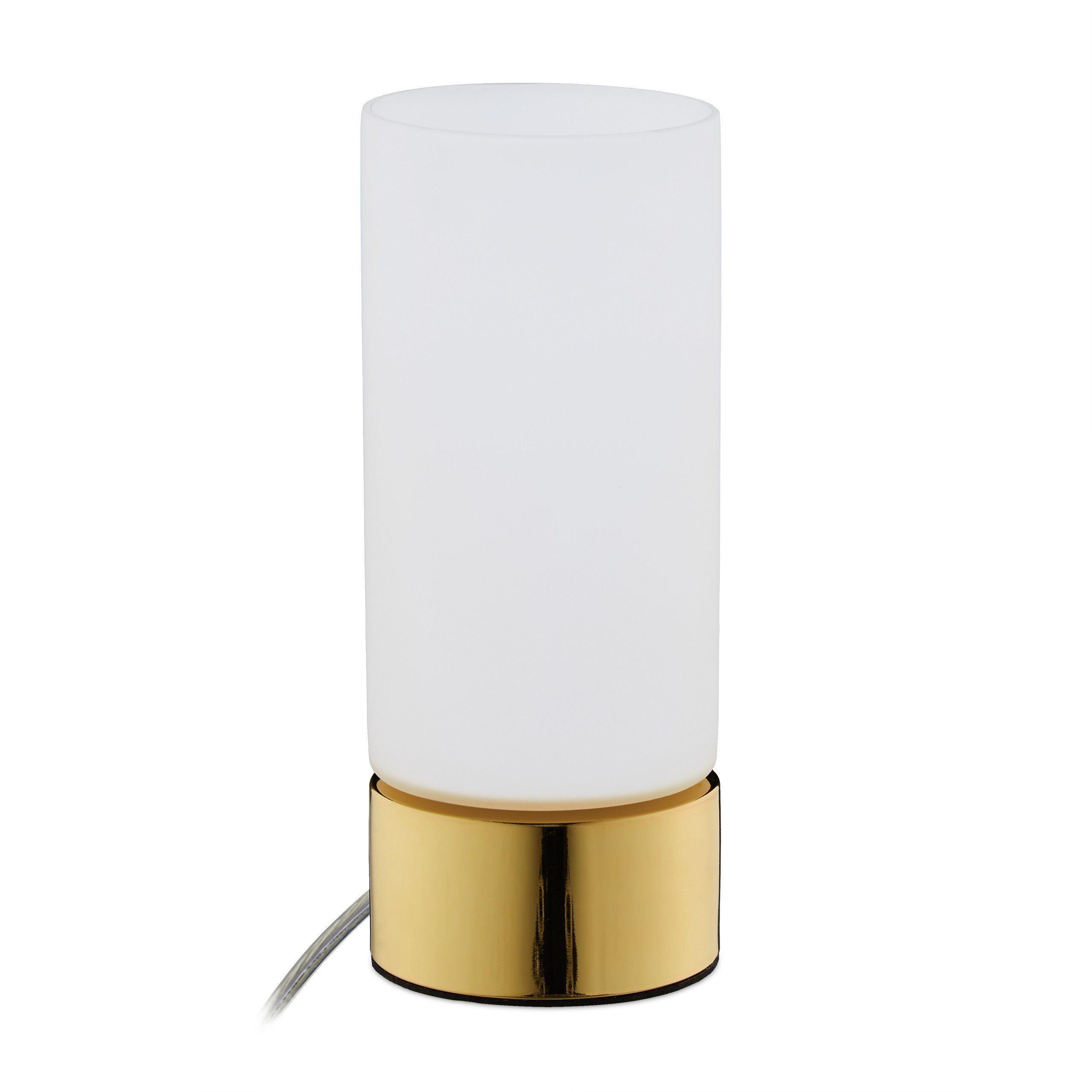 Lampe à poser Relaxdays Lampe de chevet tactile, moderne, h x d : 34 x 18  cm, e14, lumière avec abat-jour en tissu, doré/vert foncé