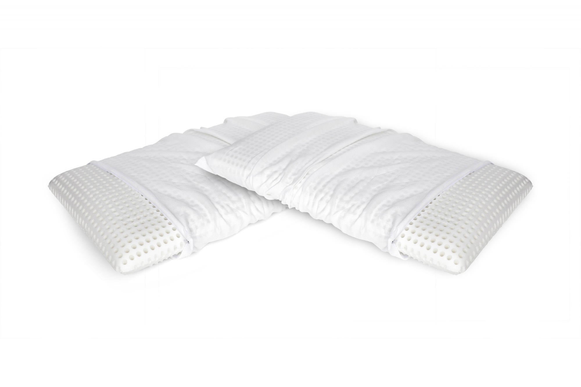 Set di 2 Cuscini per letto, 100% Made in Italy, Guanciale sfoderabile a  saponetta in Memory Foam forato, Anallergico e Traspirante, 70x39xh10 cm