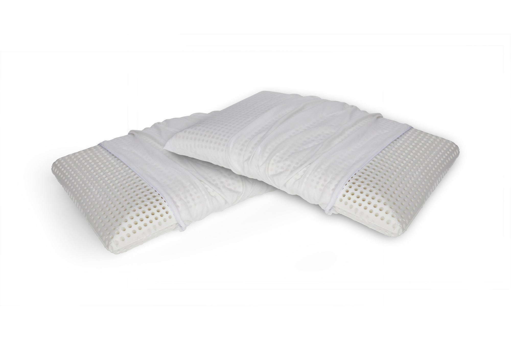 Set di 2 Cuscini per letto, 100% Made in Italy, Guanciale sfoderabile a  saponetta in Memory Foam forato, Anallergico e Traspirante, 70x40xh12 cm