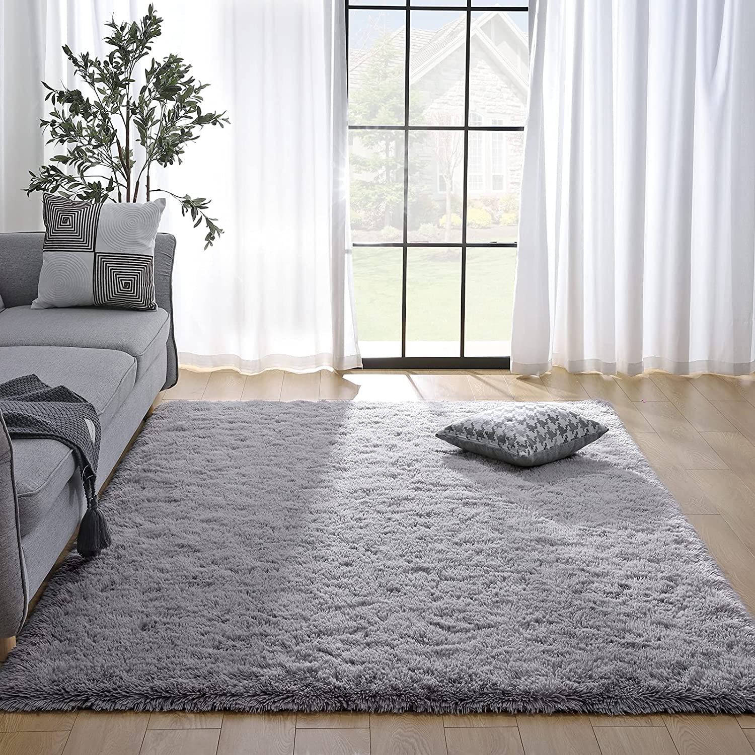 Tappeto shaggy soggiorno camera da letto tappeto 60 x 250 cm grigio