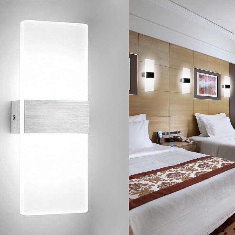 Luz de pared LED de 12W Lámpara de pared interior Iluminación de pared  acrílica para el pasillo de la escalera de la sala de estar, blanco cálido