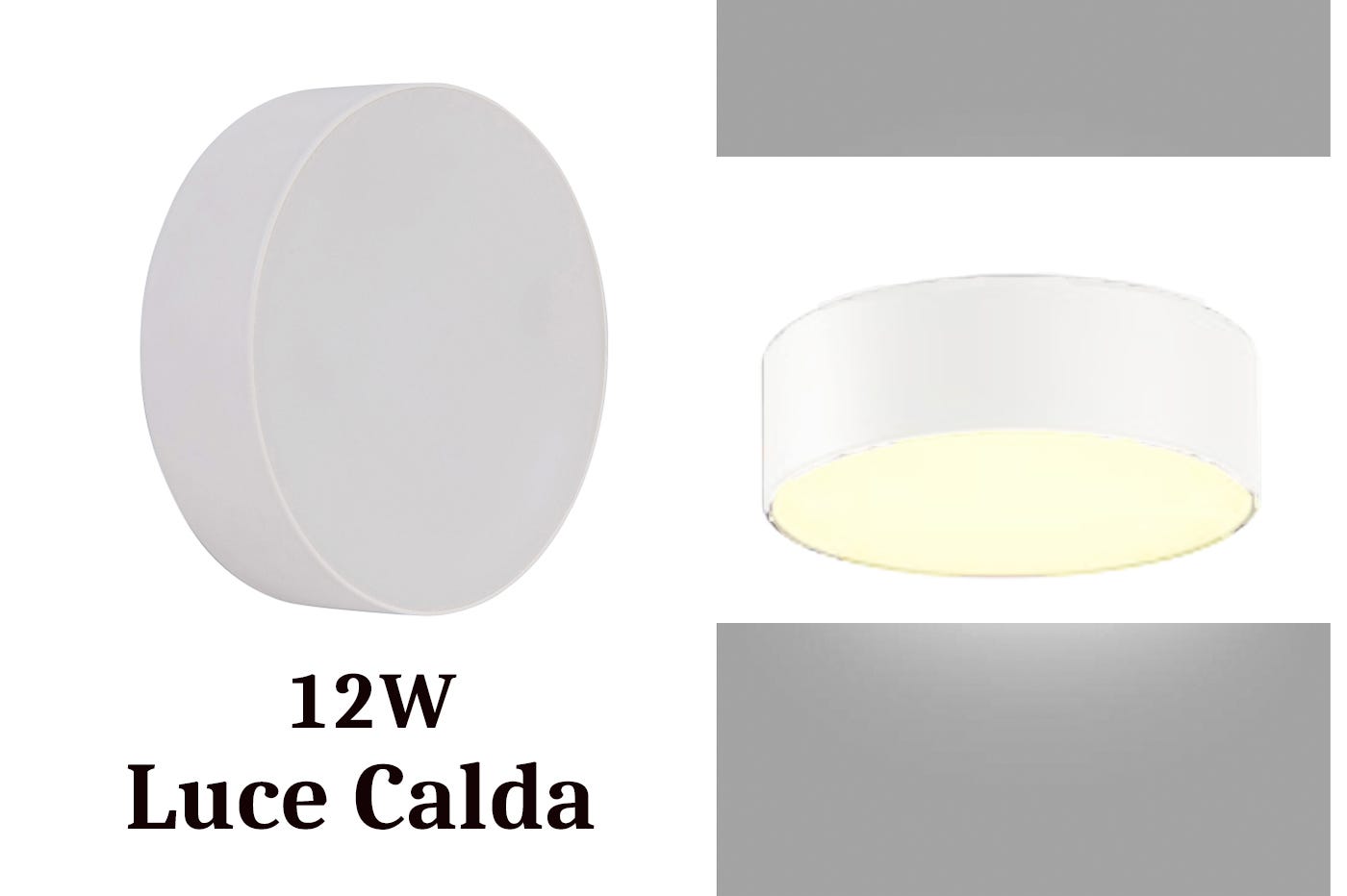 Plafoniera led 12w luce calda rotondo bianco interno applique parete  moderno