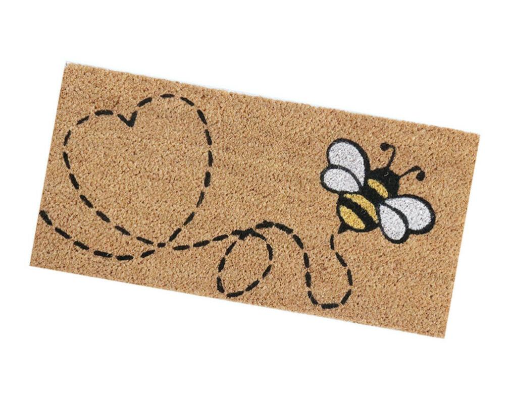 Relaxdays Paillasson coco, motif avec branches, 40x60 cm, tapis de porte antidérapant, intérieur, extérieur, coloré