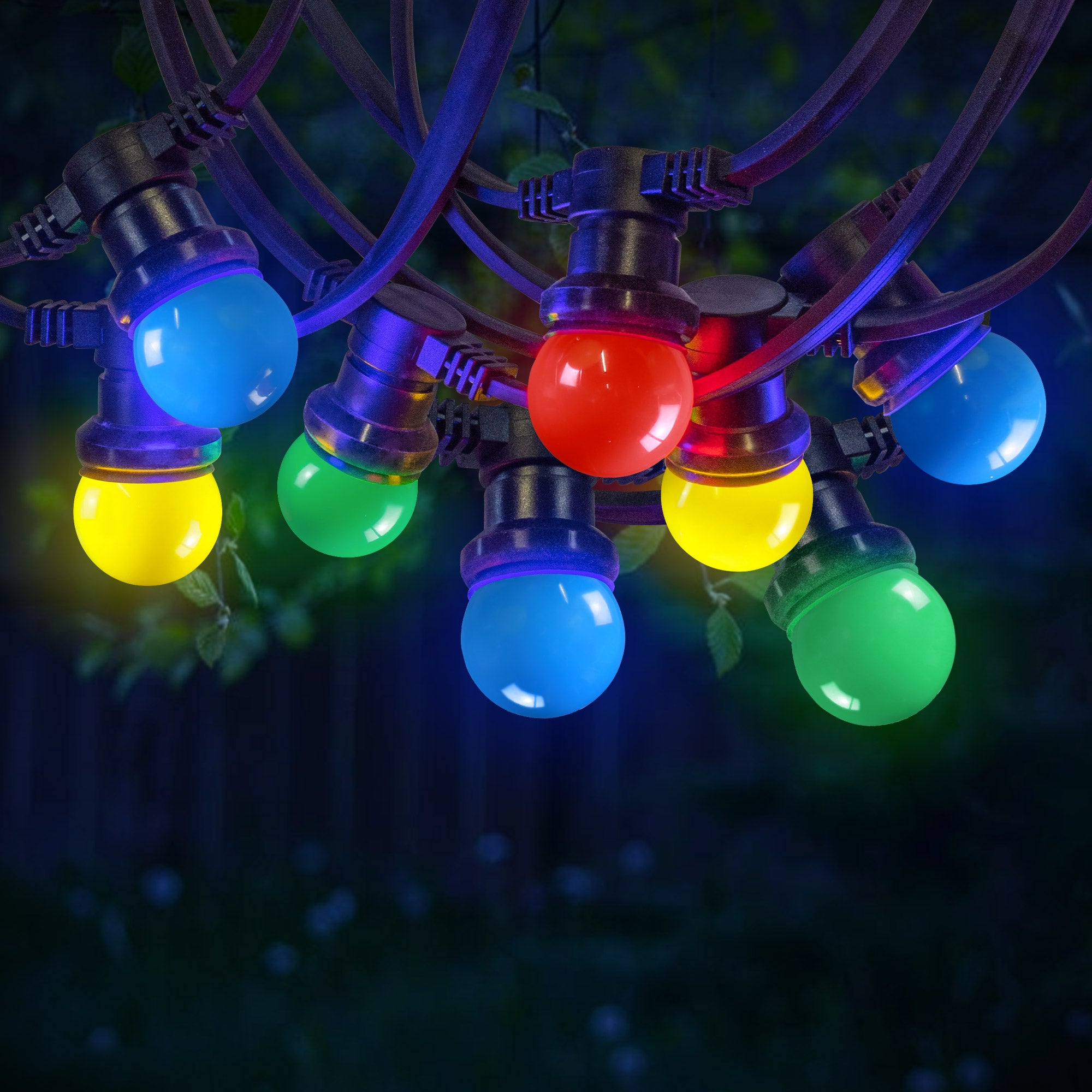 Guirlande guinguette multicolore 10m 20 ampoules E27 IP65 prolongeable