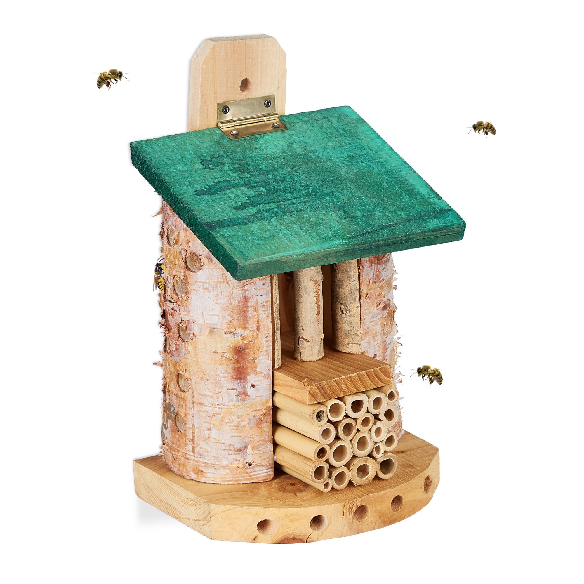 Hôtel à Insectes En Bois Pour Abeilles Sauvages & Papillons - Dimensions 20x13.5x10 Cm, à Suspendre Ou Poser