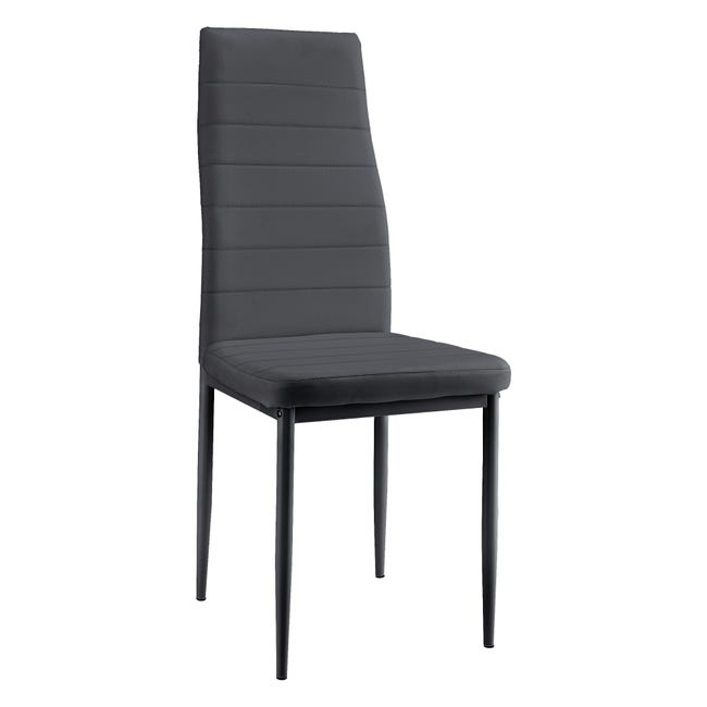 Pack 6 sillas de comedor Yuri Gris Oscuro - Negro 39 x 97 x 42 cm