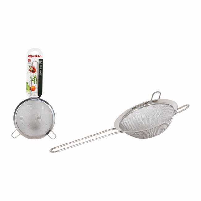 Colino grande in acciaio inox a rete fine setaccio con manico robusto e base, diametro 19,5 cm Colino grande in acciaio inox a rete fine setaccio con manico robusto e base, diametro 19,5 cm