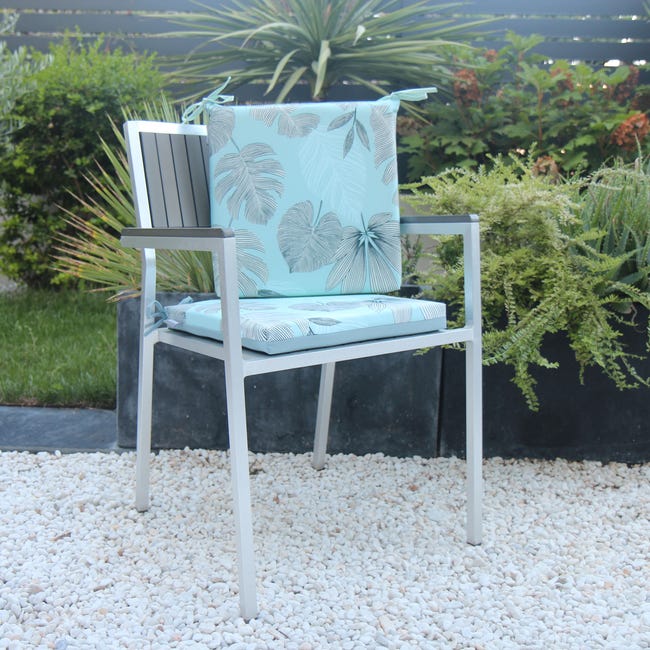 Galettes de chaises avec attaches - 40 x 40 cm - TURQUOISE