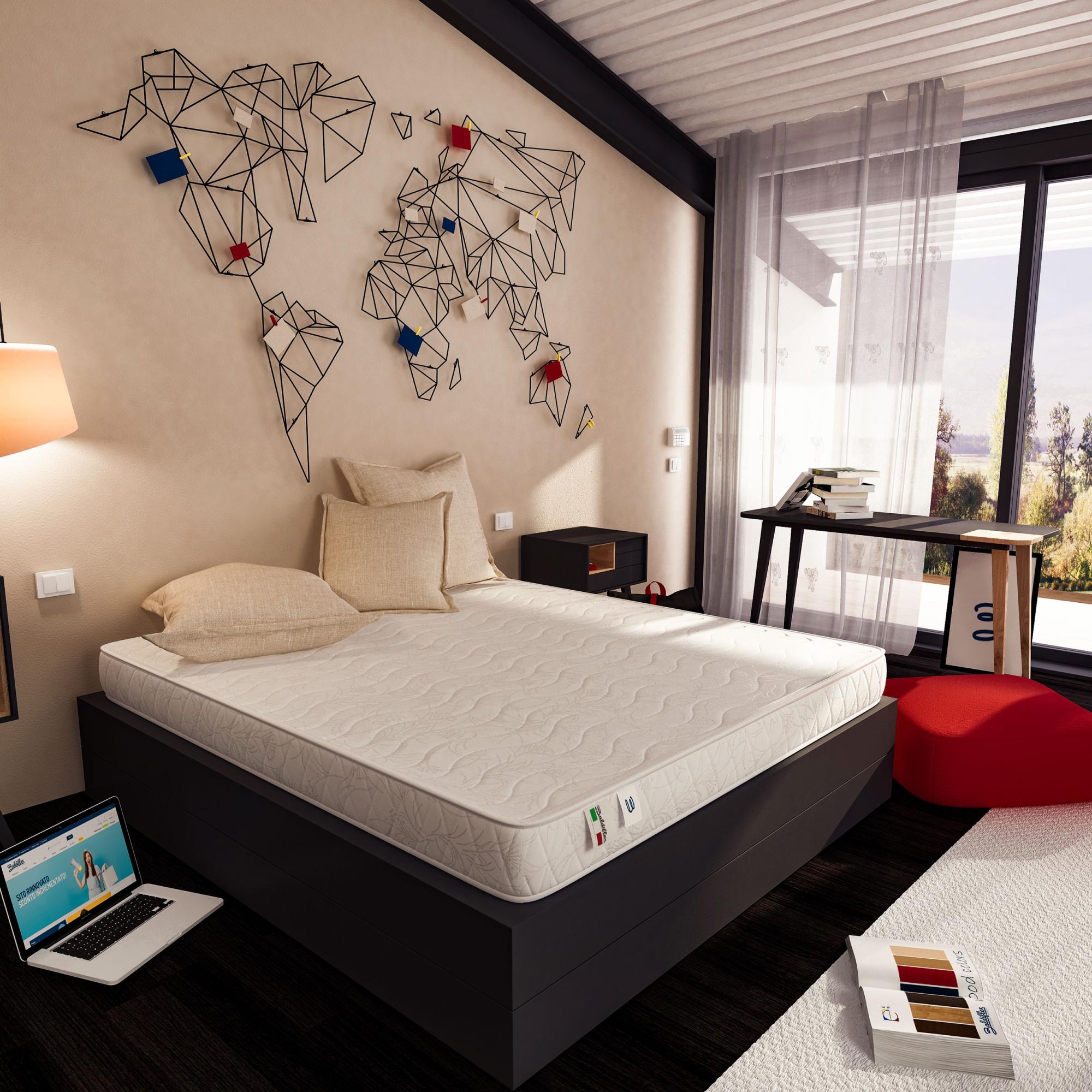 Materasso Singolo 80x190 Cm Waterfoam - Ortopedico, 20 Cm Spessore, Con Cuscino Memory, Made In Italy