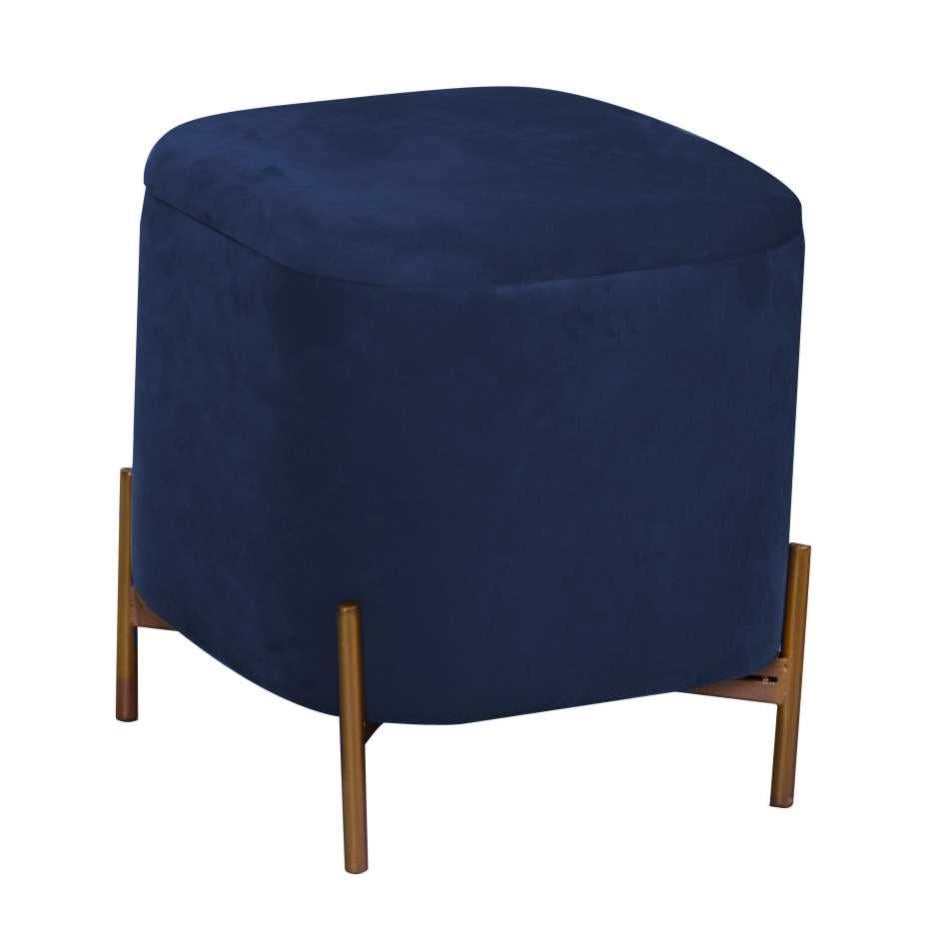 Preziosa Pouf Contenitore Maxi In Velluto Blu 60x60x30 Cm – Con Spazio Interno