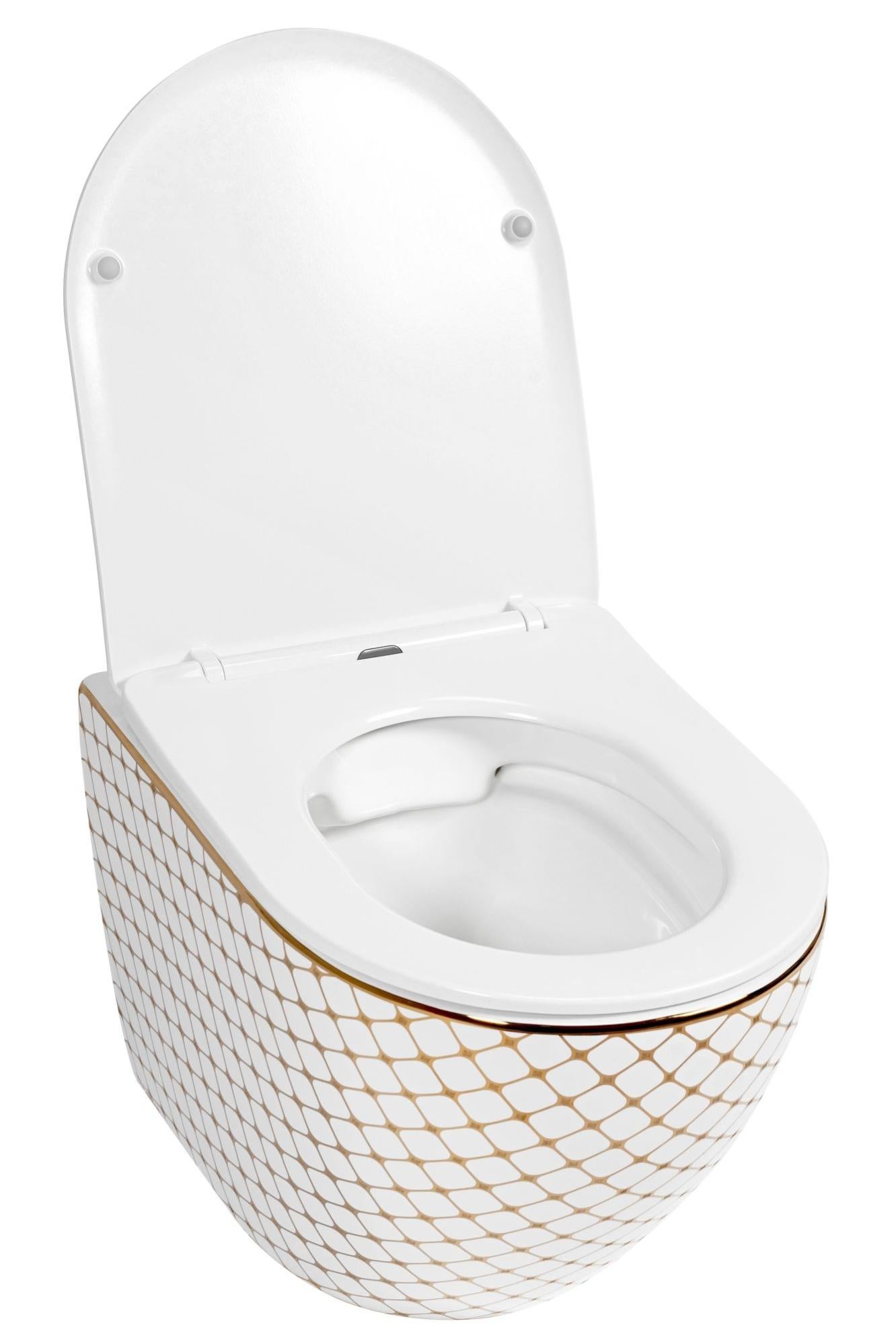 CUVETTE WC SUSPENDUE REA CARLOS FLAT DIAMOND GOLD Leroy Merlin