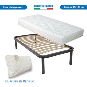 Kit materasso e rete Canada letto matrimoniale 160x190, rete con telaio in  metallo, cuscino memory, per casa vacanze, hotel, b&b - Comprarredo