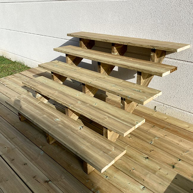 Escalera de madera 5 peldaños — Rehabilitaweb