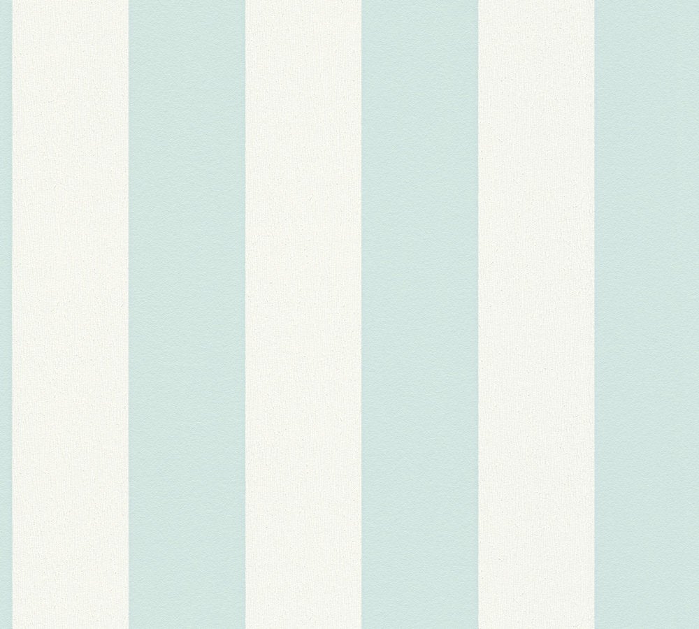 A.S. Création 381014 38101-4 - Carta da parati in tessuto non tessuto,  motivo a righe, modello Trendwall 2, 10,05 m x 0,53 m, colore: Turchese  Bianco