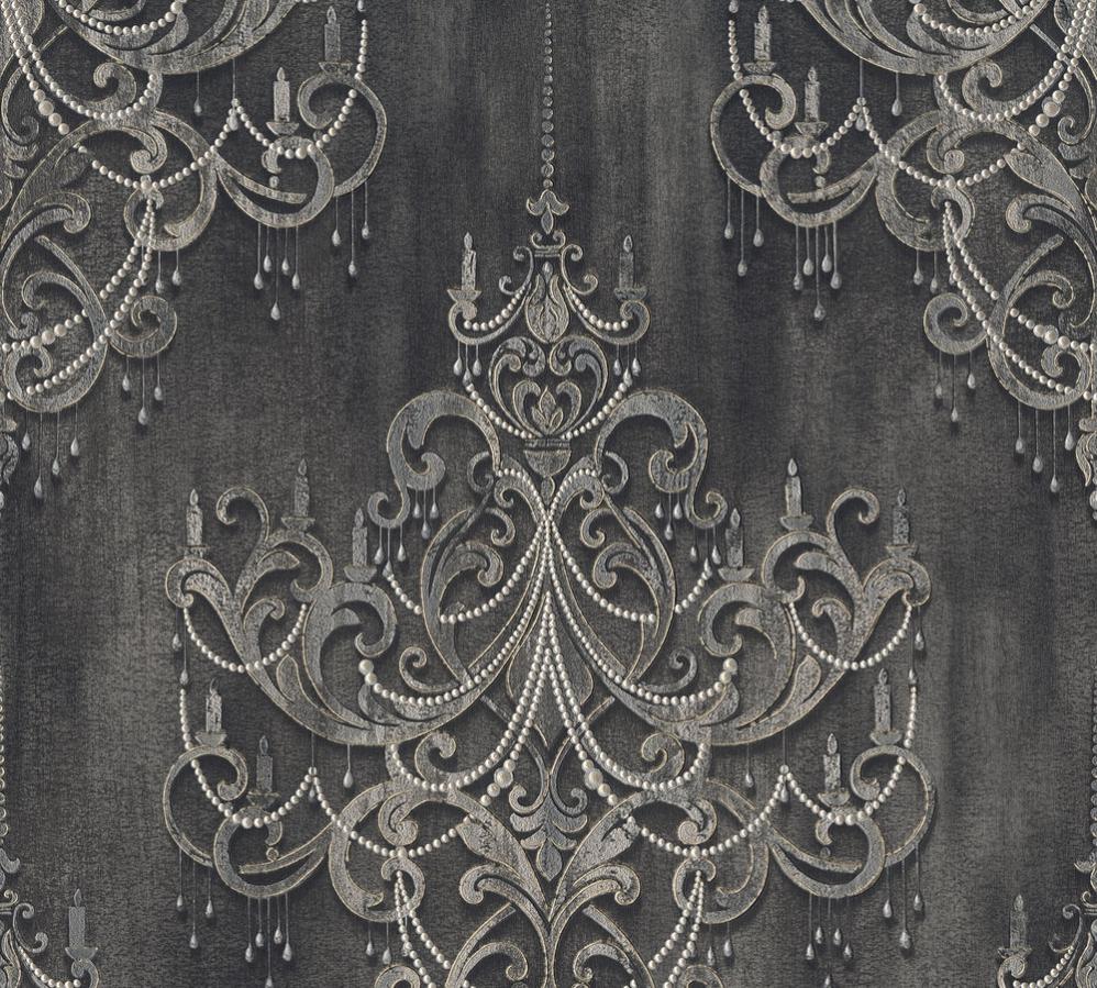 Papel pintado retro con estampado negro y dorado papel pintado decorativo elegante con estampado de lamparas papel pintado barroco