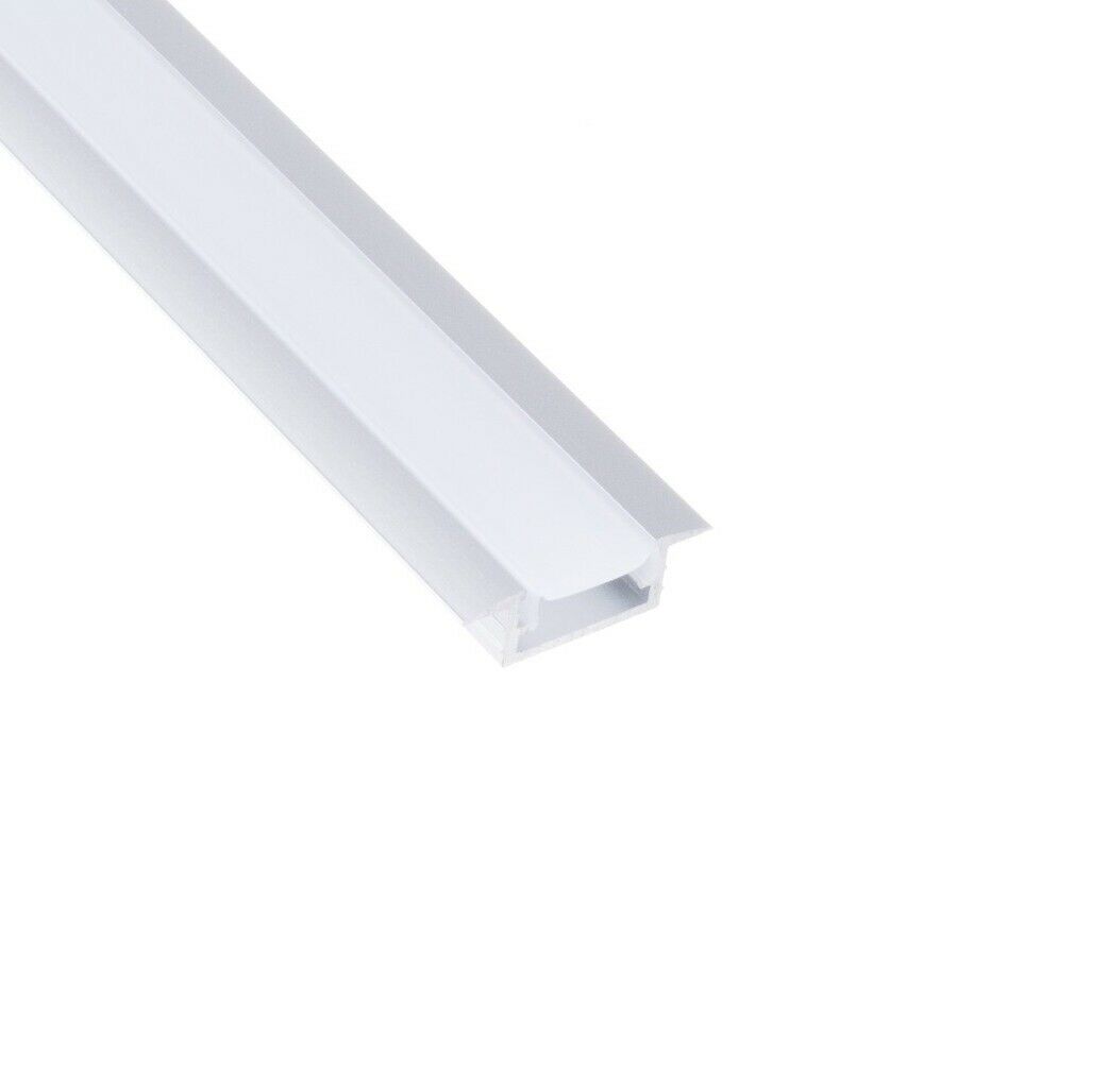 Evo - 2 Metri - Profilo in Alluminio per Strisce Led da 8-10mm. Canalina da  Incasso con Cover - Diffusore opacizzato. Finitura ALLUMINIO