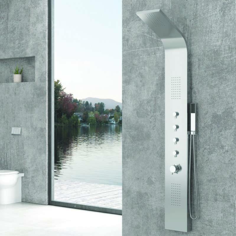 Colonne de douche hydromassante GRANDE ELEA en acier inoxydable 165 cm