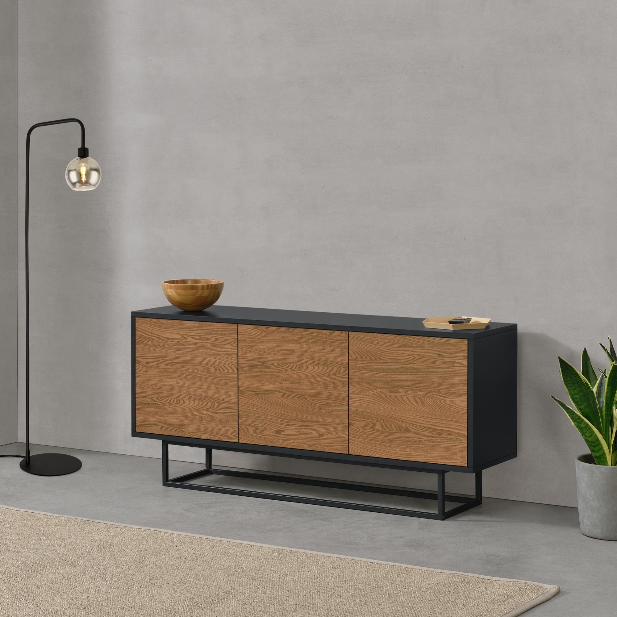 Mobile Porta TV Convenience Concepts Designs2Go | Con Armadio E Ripiano In Vetro Nero | Tubi Acciaio Inox | 60,3 X 40 X 68 Cm - 2