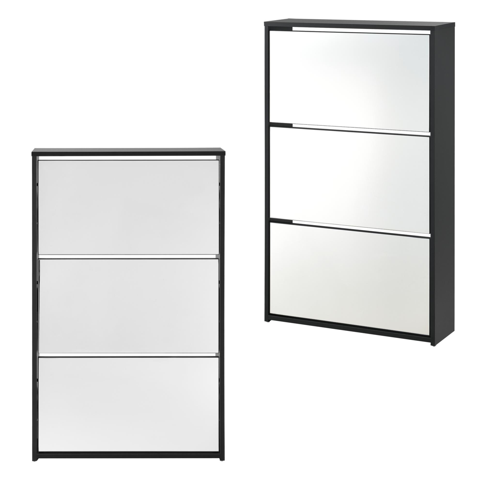 En.casa Schuhschrank 'Lund' – Weiß, Verspiegelt, 102,5x63x17 Cm, Für Bis Zu 9 Paar Schuhe