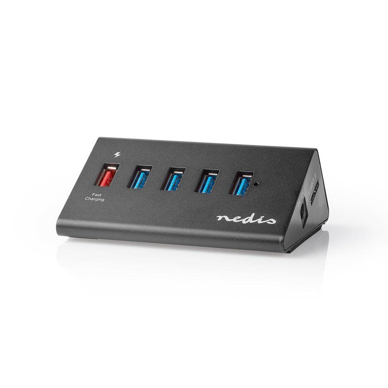 Hub USB 3.0 4 ports + 1 port de charge avec alimentation noir