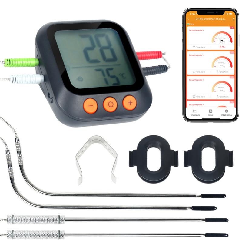 Termometro Digitale da Cucina Telecomando per Telecomando Bluetooth Termometro per Carne con 2 Sonde in Acciaio Inox per Forno/Grill/Barbecue/Cucina AGM Termometro per Barbecue 