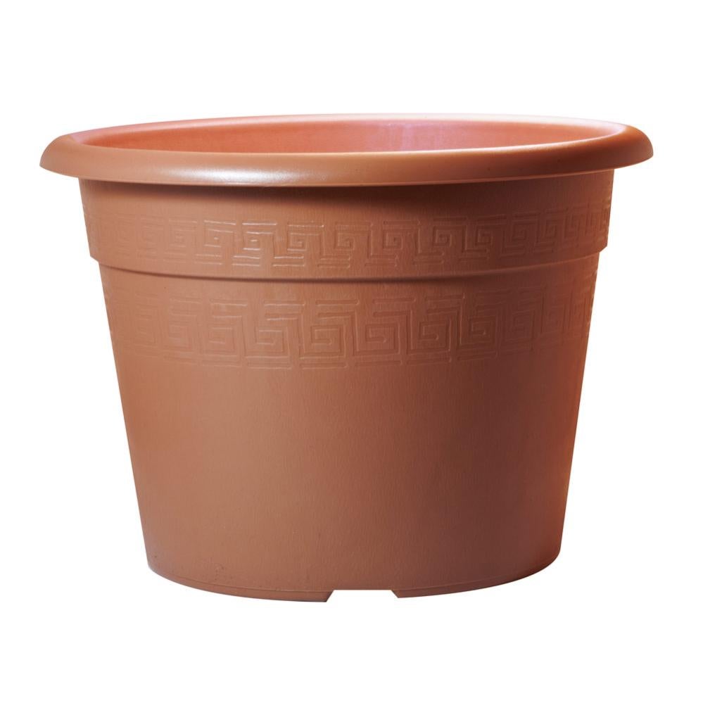 Vaso Rotondo In Plastica 45 Cm, Geli Thermo Plastic - Colore Terracotta, Con Fori Di Scarico