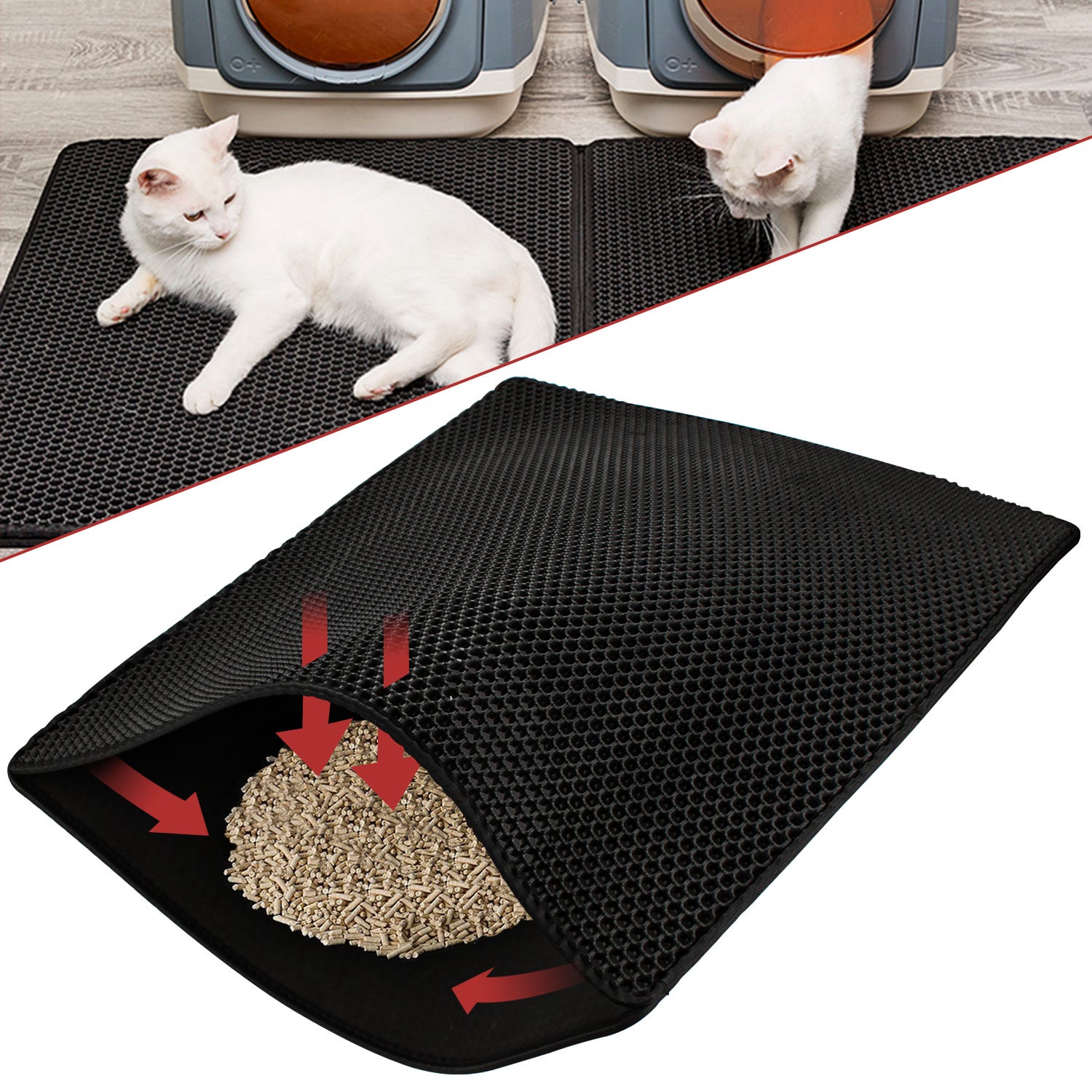 Arena de alfombra de gato alfombra de doble capa litera de 78 × 60 cm