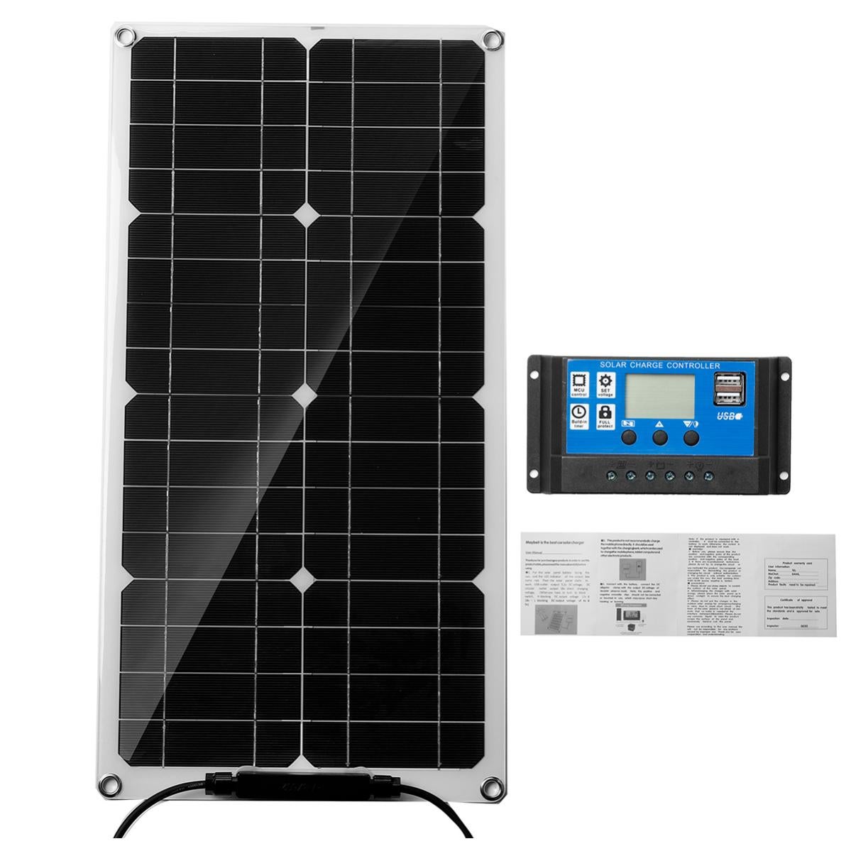 Panel Solar Potable 50W 12V 30A camping exterior 28 x 54 cm Leroy Merlin