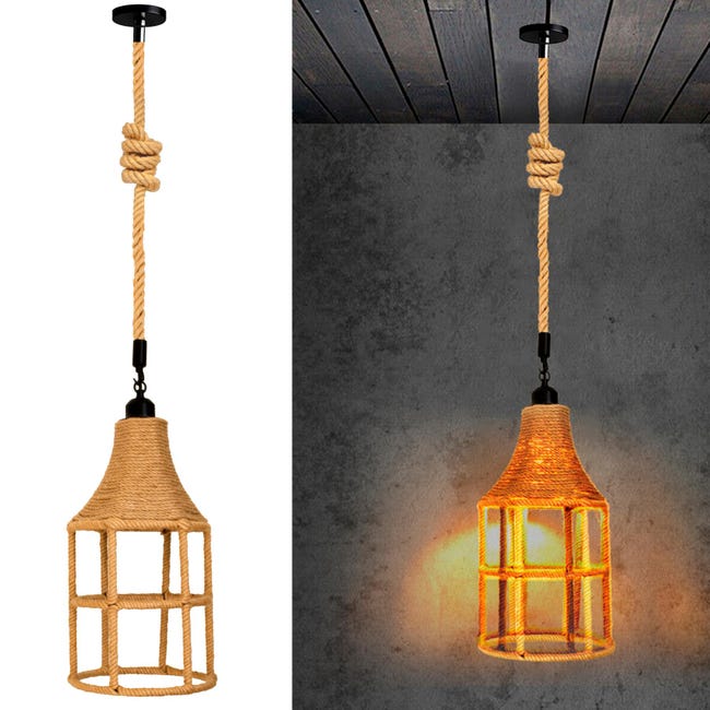 Pendente Luminária Corda 1 ou 2 Lâmpada 1 e 2 Lado Soquete E27 1,20m ou Pendente Luminária Corda 1 ou 2 Lâmpada 1 e 2 Lado Soquete E27 1,20m ou