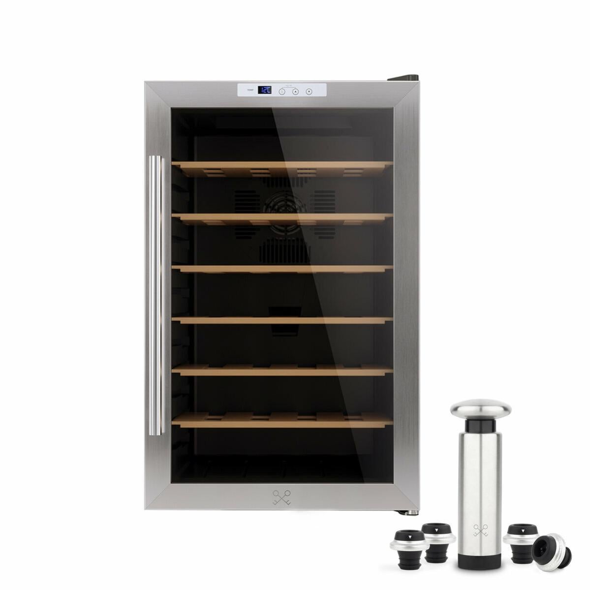 Pompe à Vin Sous Vide Les Petits Champs - Conservation Jusqu'à 7 Jours - Acier Inoxydable + 4 Bouchons Silicone