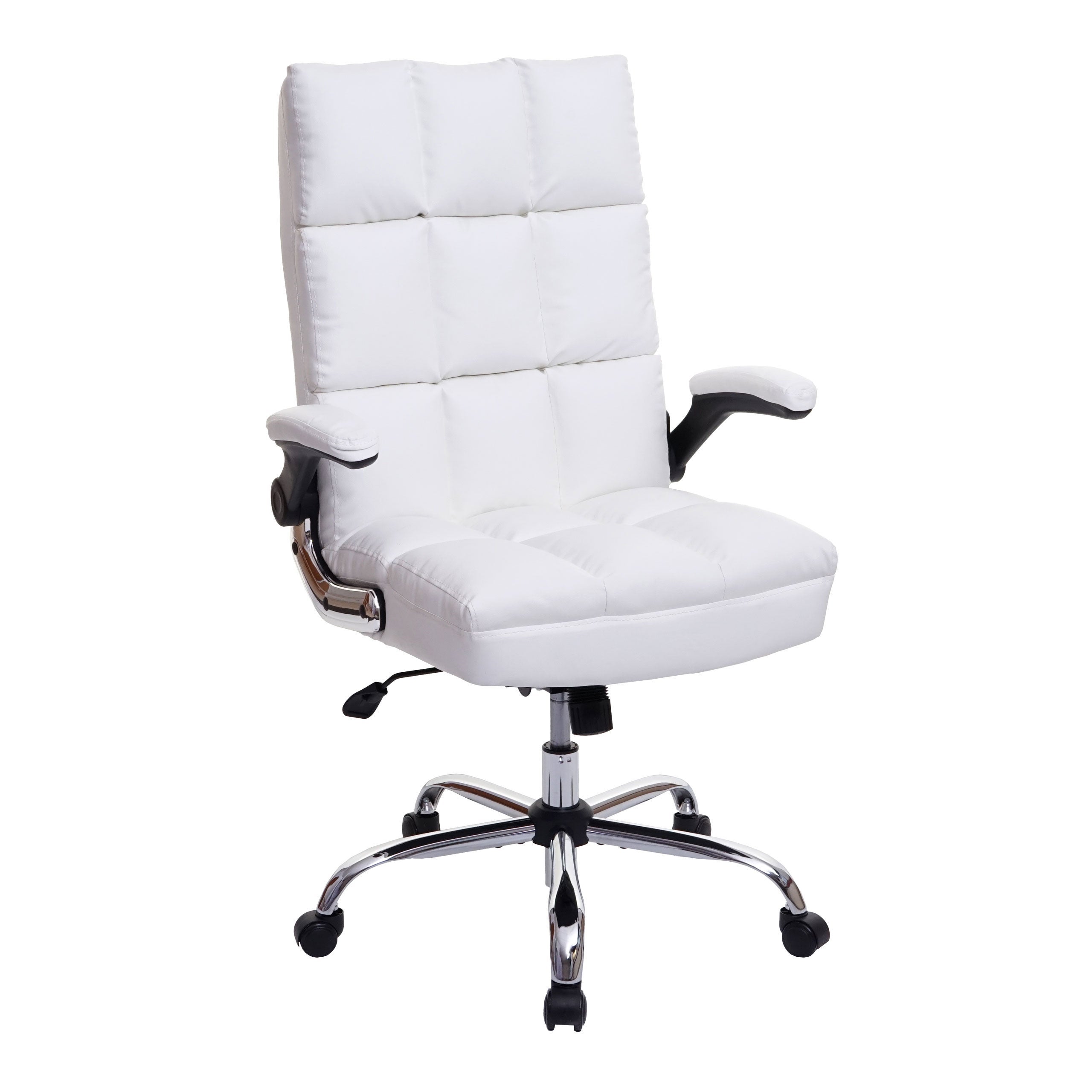Chaise de bureau pivotante réglable en hauteur en synthétique blanc forme ergonomique 04_0001872 | Leroy Merlin