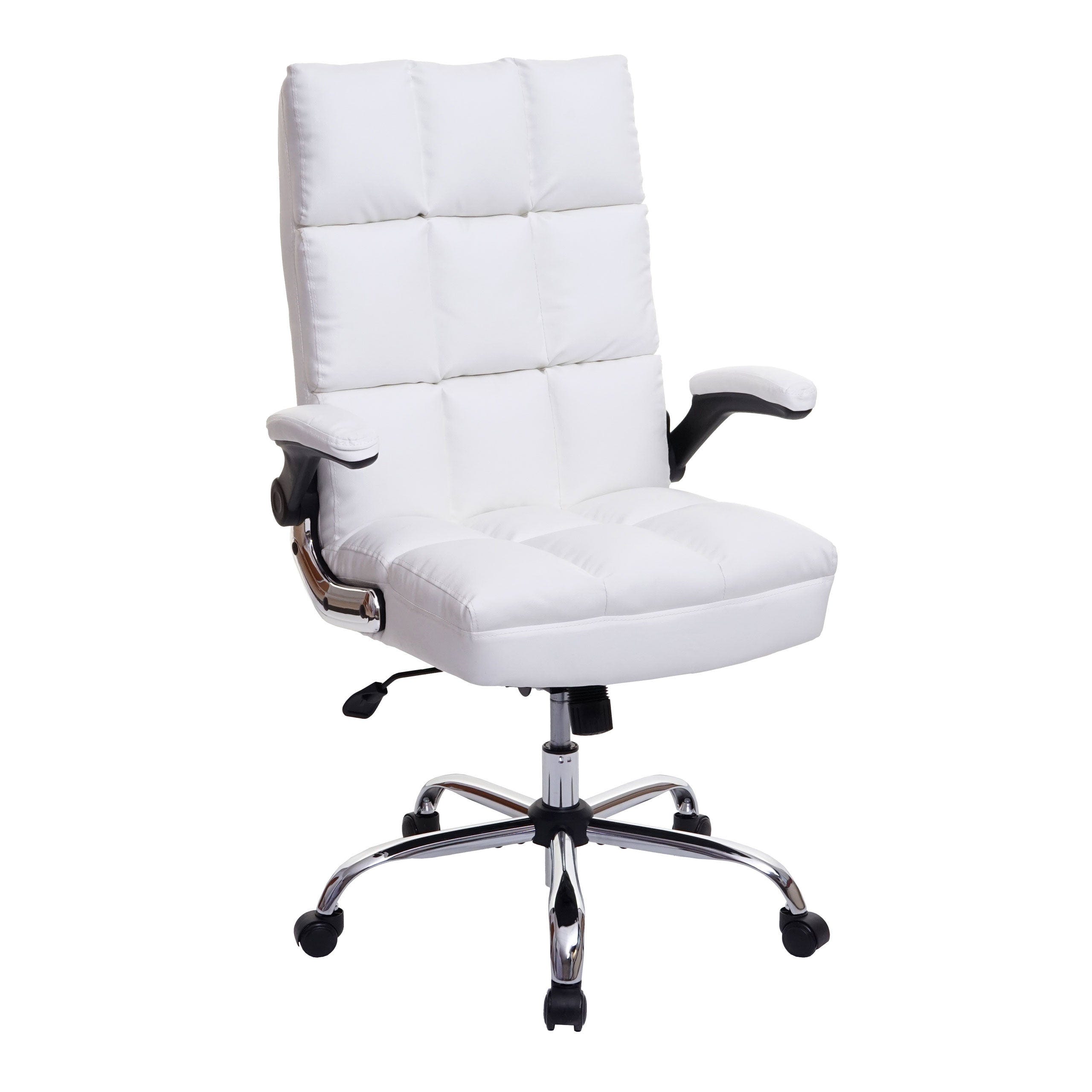 Chaise de bureau pivotante réglable en hauteur en synthétique blanc forme  ergonomique 04_0001872