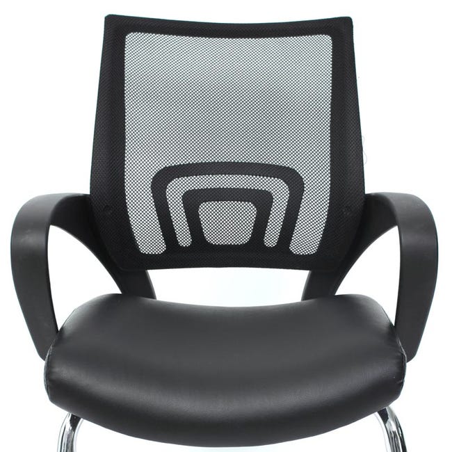 Chaise de bureau sans roulettes Flanders en simili cuir et métal noir,  57x64x100 cm — Qechic
