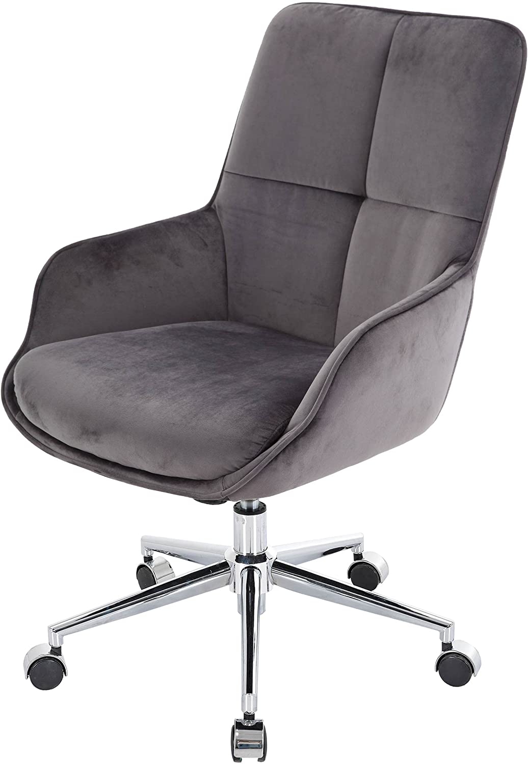 Chaise De Bureau Pivotante Fauteuil Avec Accoudoirs R Glable En Hauteur Velours Gris Fonc