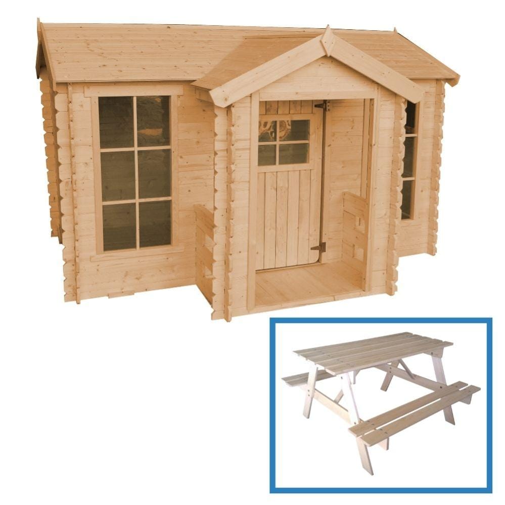 SET di Casette in legno per bambini con tavolo da picnic in legno Casetta giocattolo per bambini L241xL187xA151cm 2 63m2 Leroy Merlin