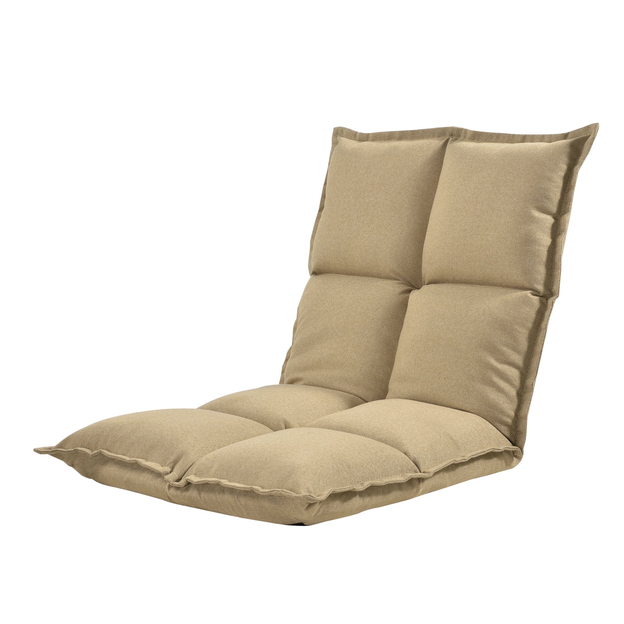 Siège de sol rembourré avec dossier réglable chaise assise coussin lit 100%  polyester éponge métal couleur sable 110 x 5