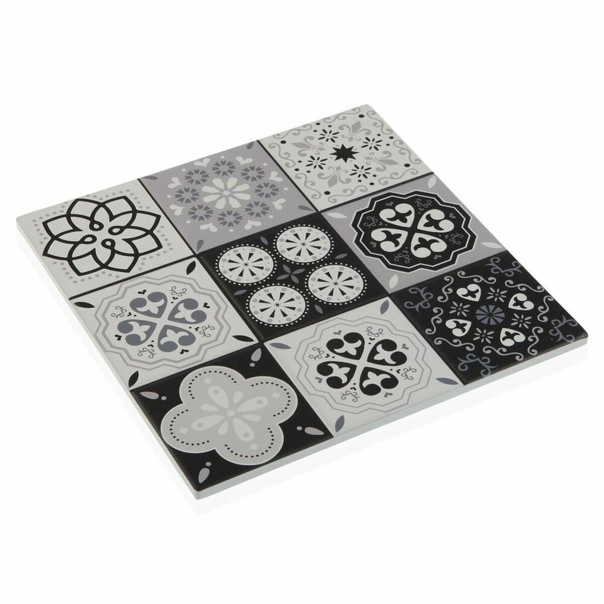 Excelsa Dessous De Plat Afrika Carré 15x15 Cm – Céramique Dolomite & Liège, Résistant Chaleur 200°C