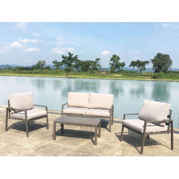 Salotto Da Giardino In Acacia Bianco - VivaGarden - Divano, Tavolino, 2 Poltrone - 4 Posti