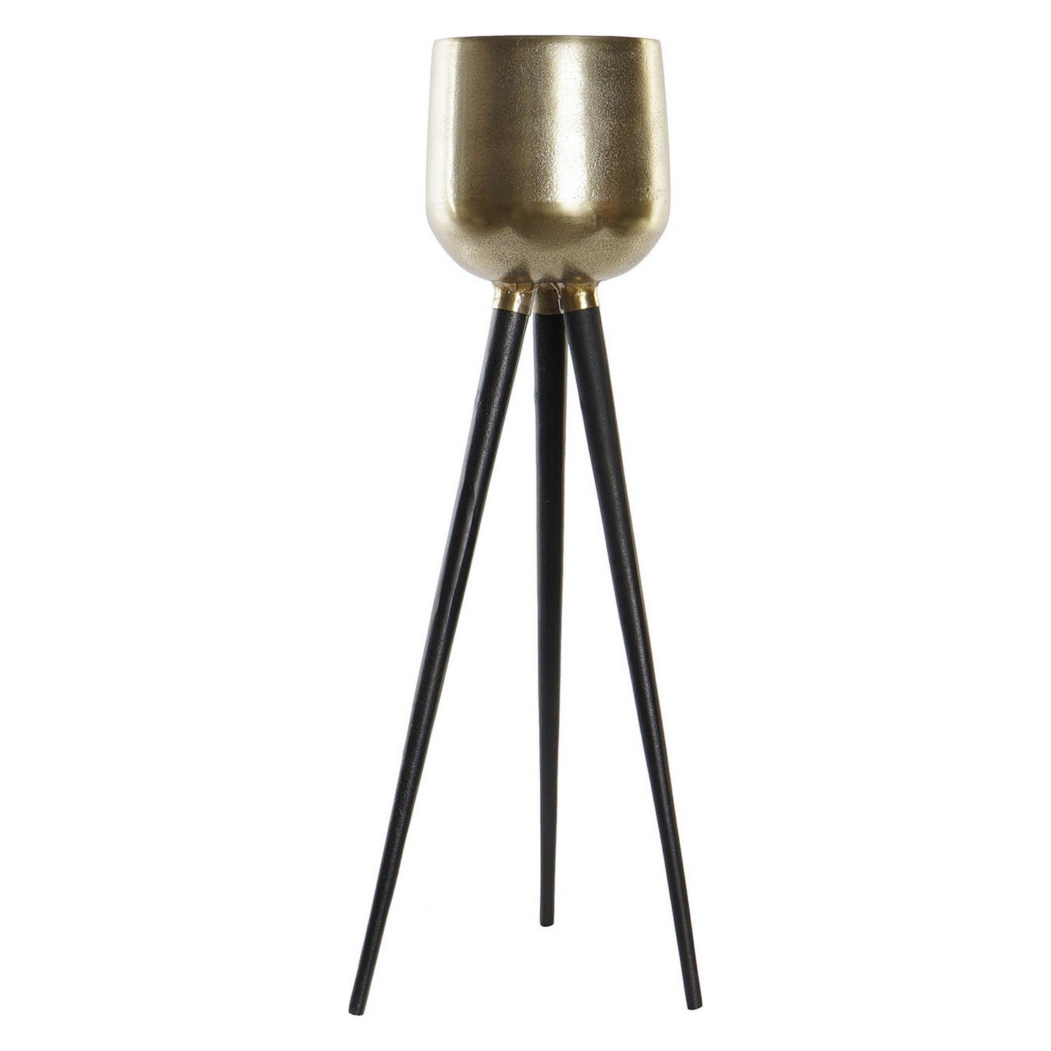 Macetero dkd home decor negro aluminio dorado (32 x 32 x 85 cm)