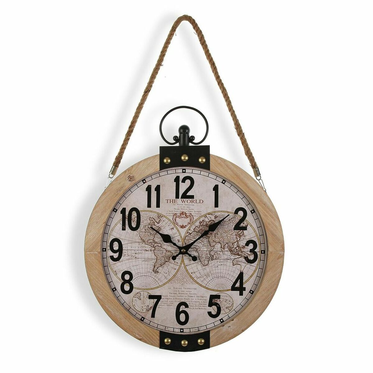 Reloj de Pared Versa Mapamundi Madera MDF (40 x 6,5 x 47 cm