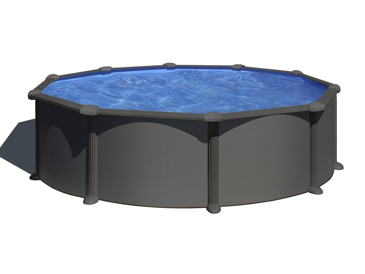 Piscina Di Forma Rotonda Con Copertura Multifunzionale E Pompa Filtro Di 360x76 Cm Colore Grigio Stone Exit Toys - Foto 7