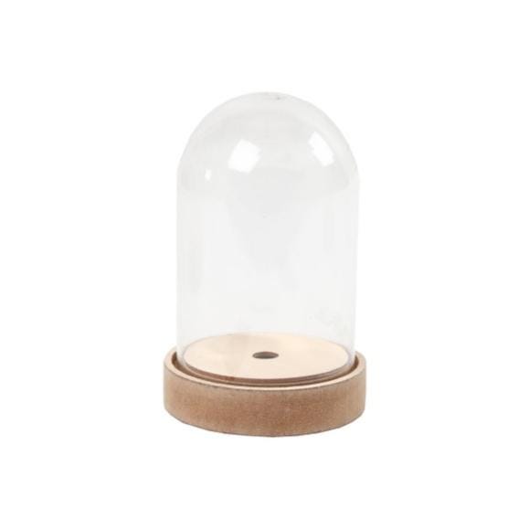 Cloche En Acrylique Avec Socle En Bois - Dimensions 11,5 X 13 Cm - Transparente