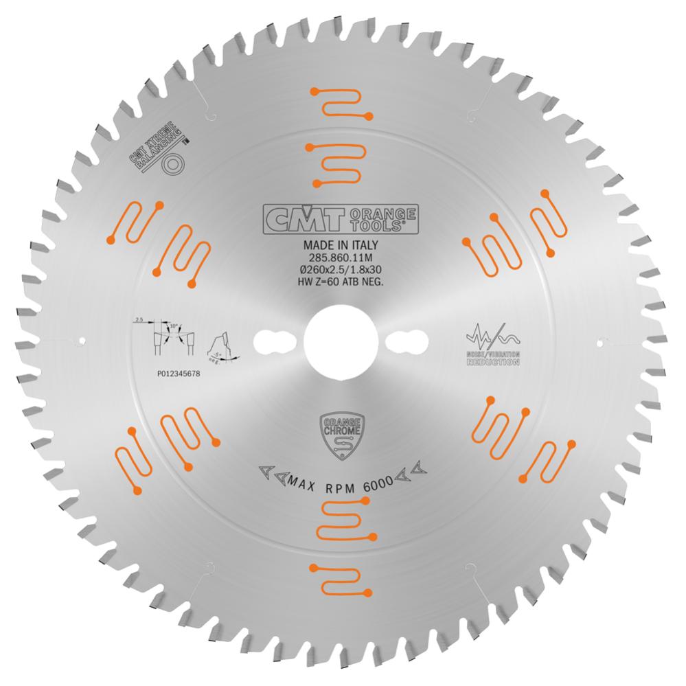CMT ORANGE TOOLS Querschnittsägeblatt 260 Mm, 80 Zähne, Wechselzahn Für Präzise Schnitte In Holz