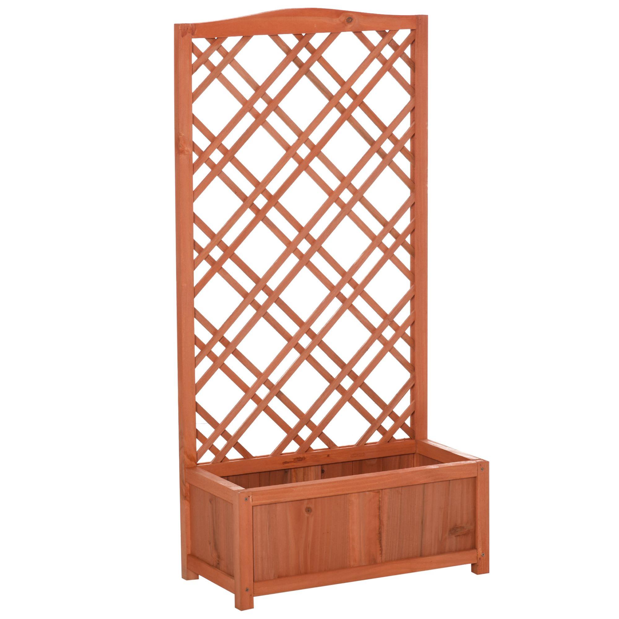 RELAX4LIFE Jardinière Avec Treillis Carrée En Bois, Bac à Fleurs
