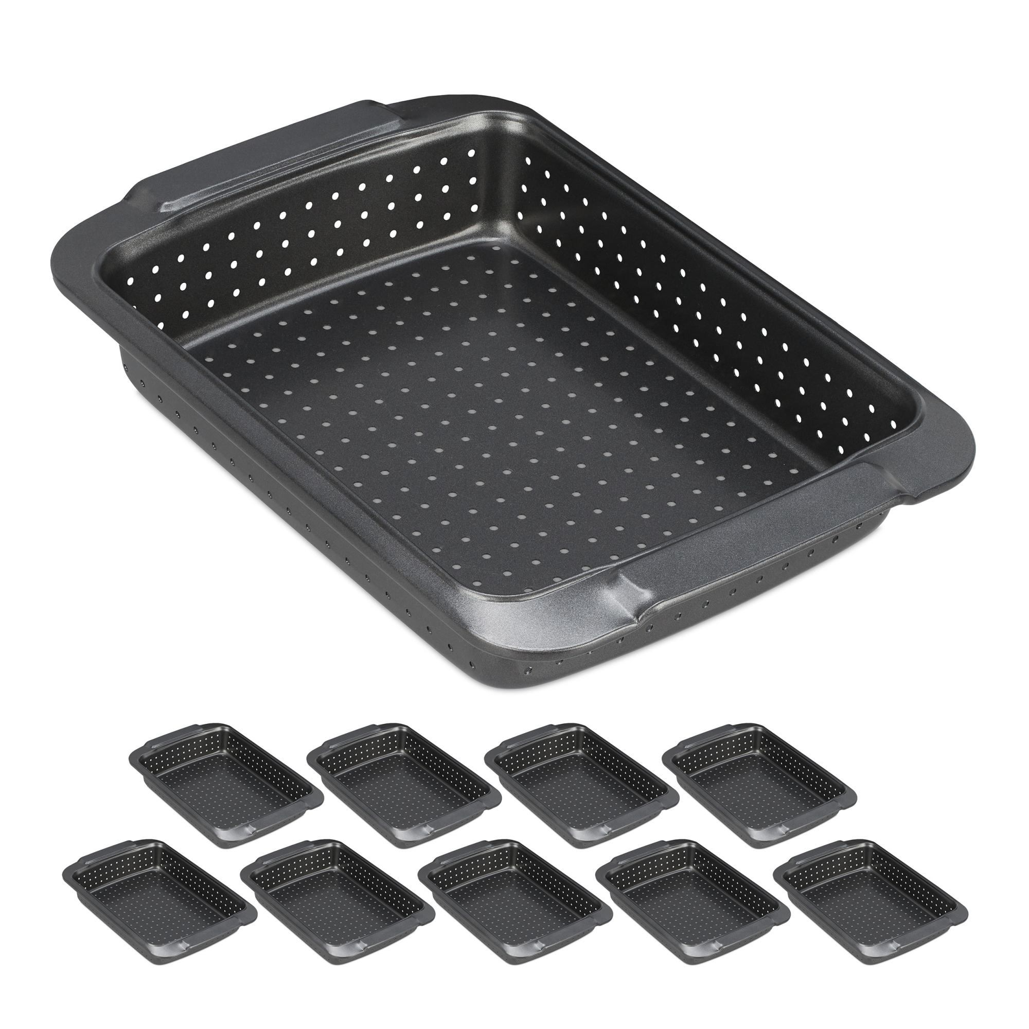10x Teglia da Forno Forata, Rivestimento Antiaderente, Rettangolare, per  Torte, Pizza, 5x32x21,5 cm, Antracite | Leroy Merlin
