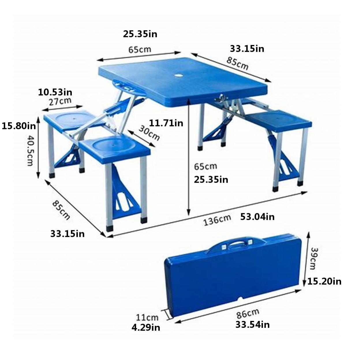 Mesa de picnic plegable para barbacoa camping con 2 sillas y estuche 84,5 x 64 x cm | Leroy Merlin
