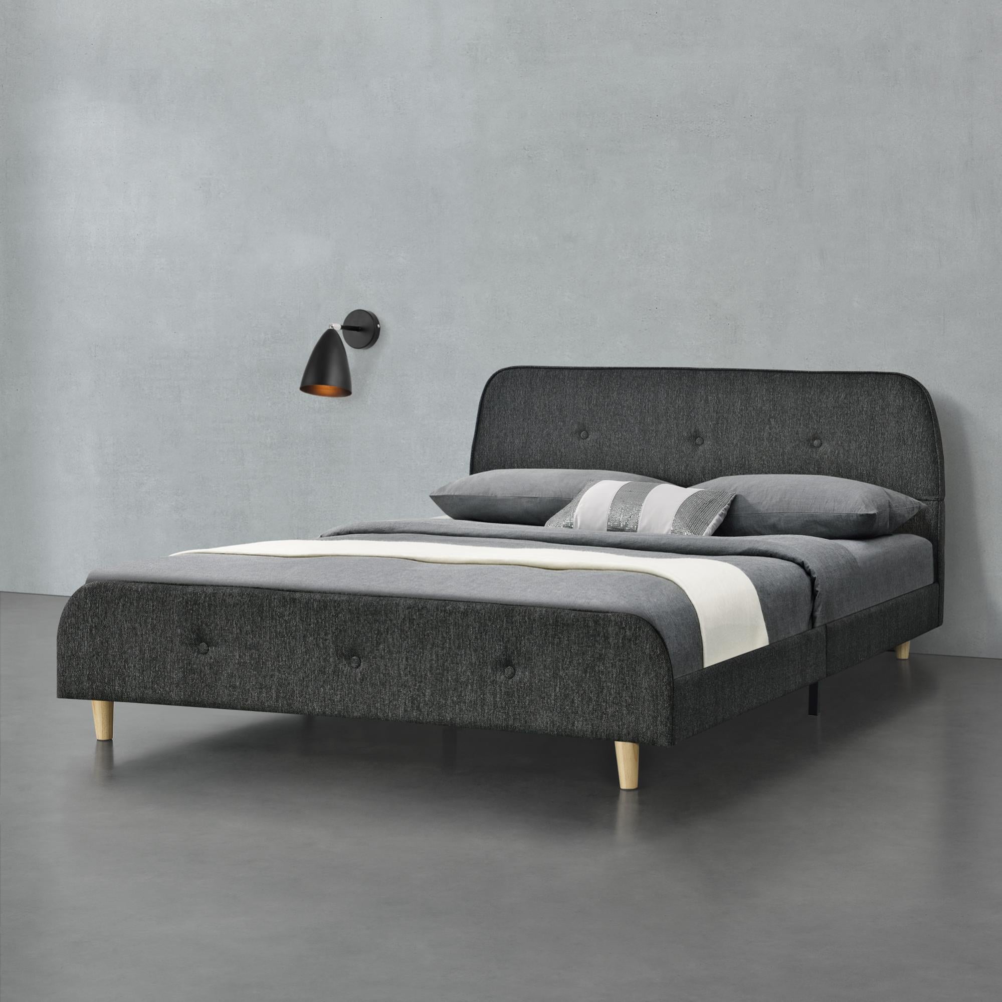 Telaio letto con testiera in metallo nero 140 x 200 cm, robusta