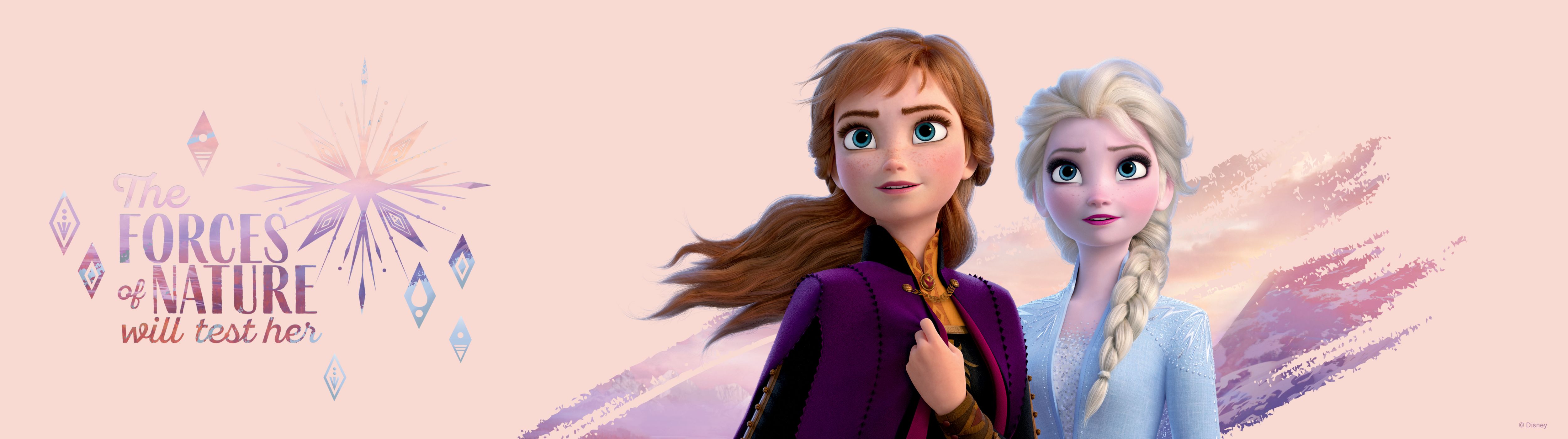 Frise adhésive La Reine des neiges rose pêche clair et violet 14 x